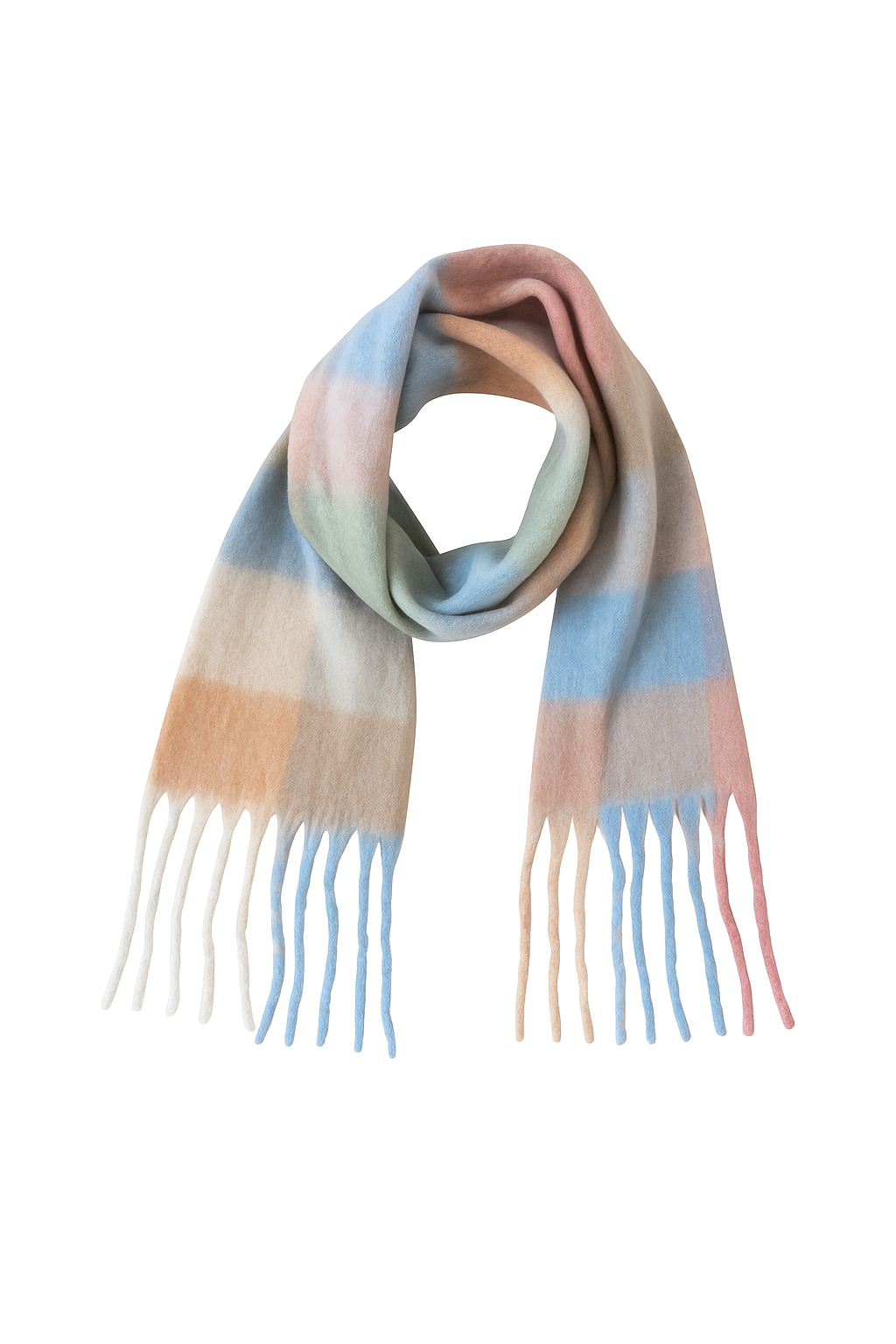 Foulard coloré rose bleu beige pastel femme chaud confortable